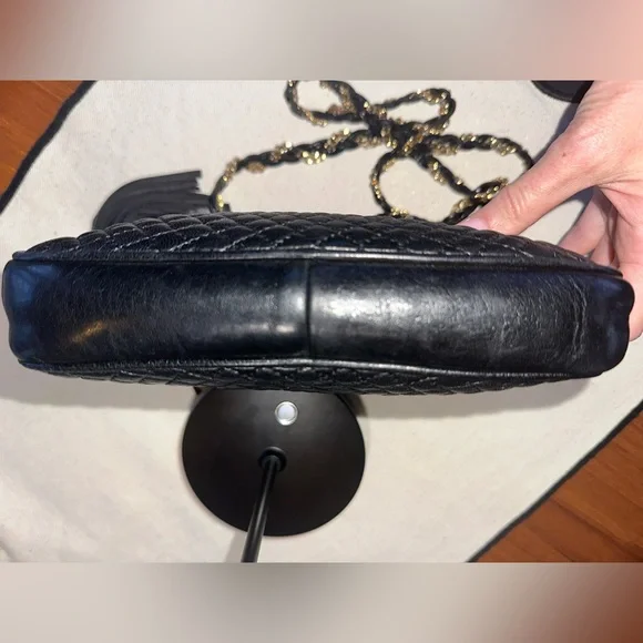 Bally Quilted Lambskin Crossbody | Leather Interior |Gold Chain Camera Bag - Picture 6 of 11